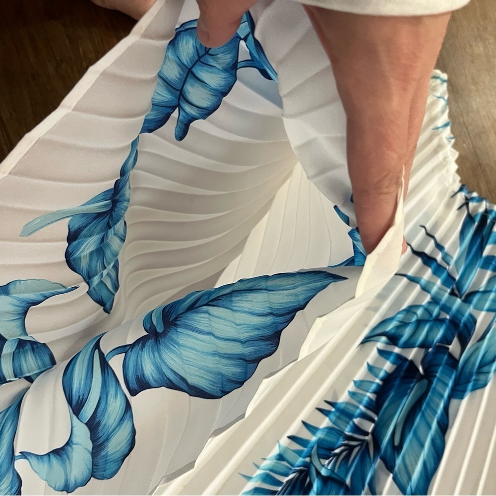 70S Vintage Resort Line Hawaii pleated tropical floral maxi batwing cover-up OS - Picture 4 of 5